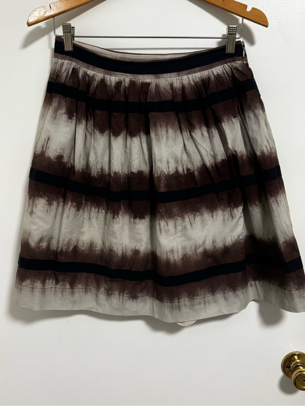 Circle Skirt with Brown and Navy Ombre Stripes